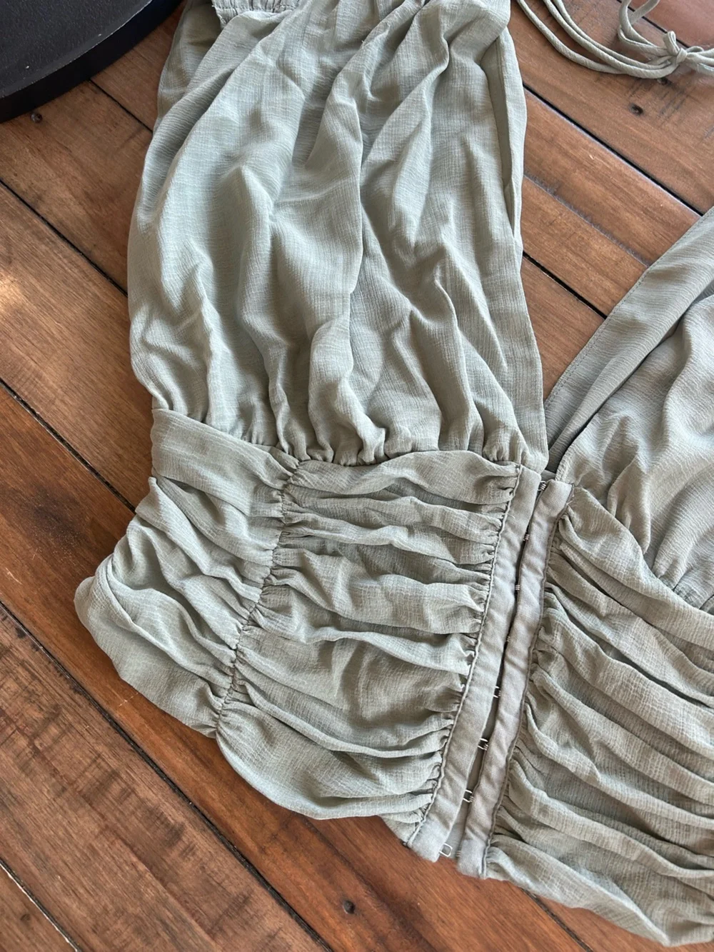 Free People Aria Sea Grass Ruched Blouse S
